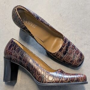vintage FRANCO SARTO Y2K moc croc heels 7